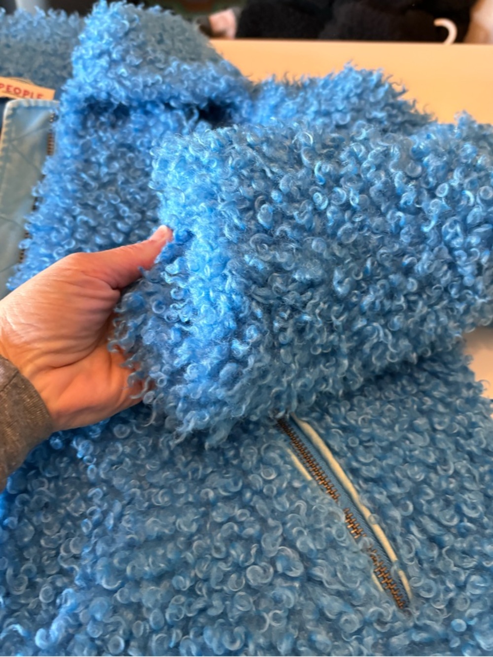 Free People cool and cozy teddy coat blue XS - Picture 7 of 11